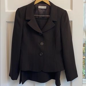 Tahari Brown Pinstripe Suit - Skirt + Blazer